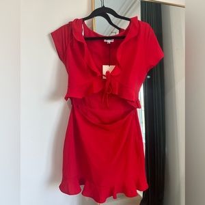 REVOLVE - Red ruffle tie dress NWT